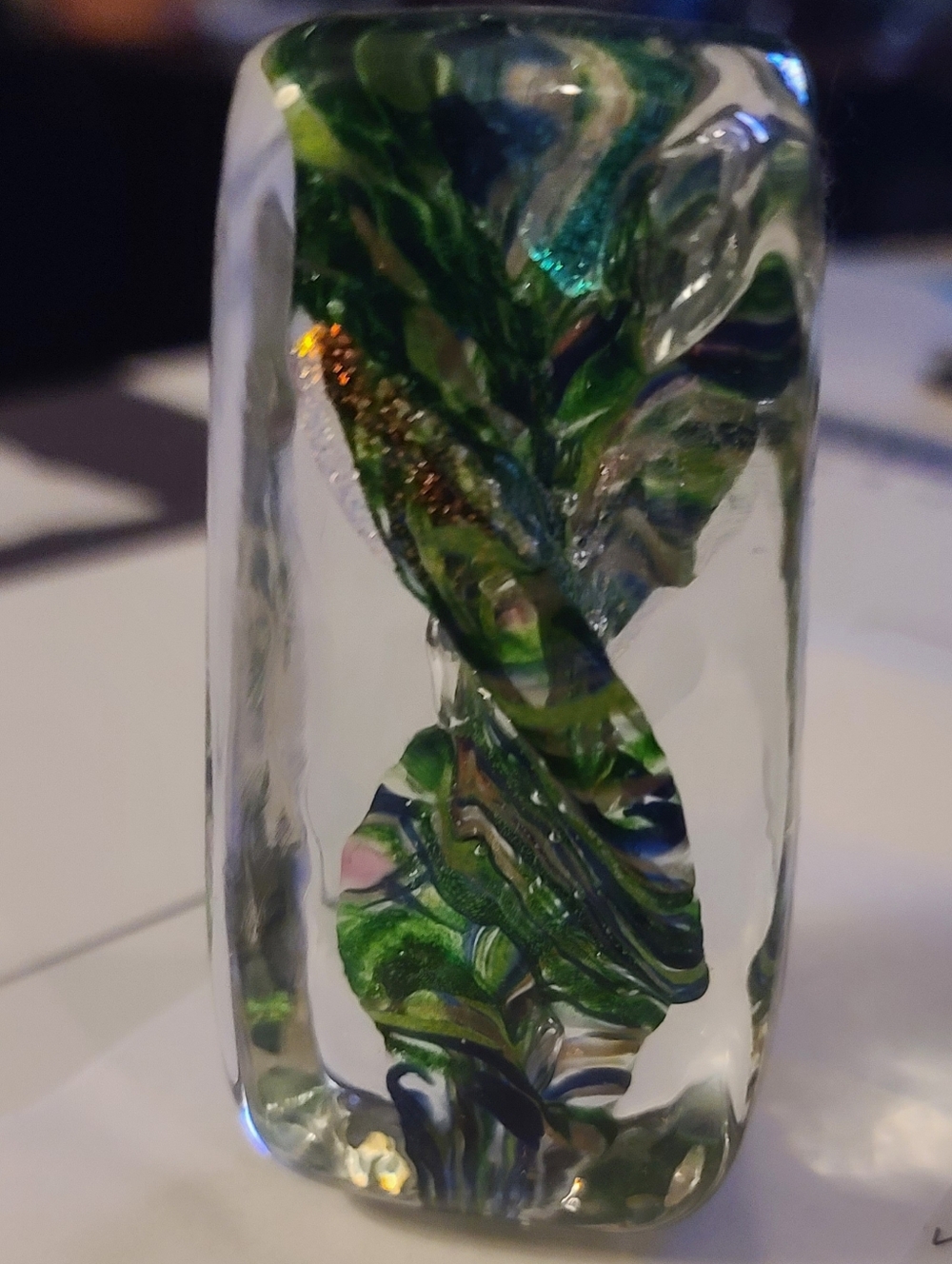 Dichroic Art Glass Paperweight Signed